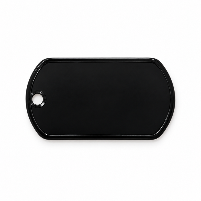 Sort aluminium dogtag til personlig lasergravering