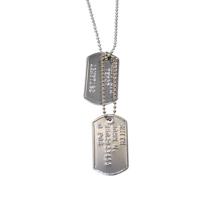 Mini dogtags sæt i rustfrit stål med præget tekst